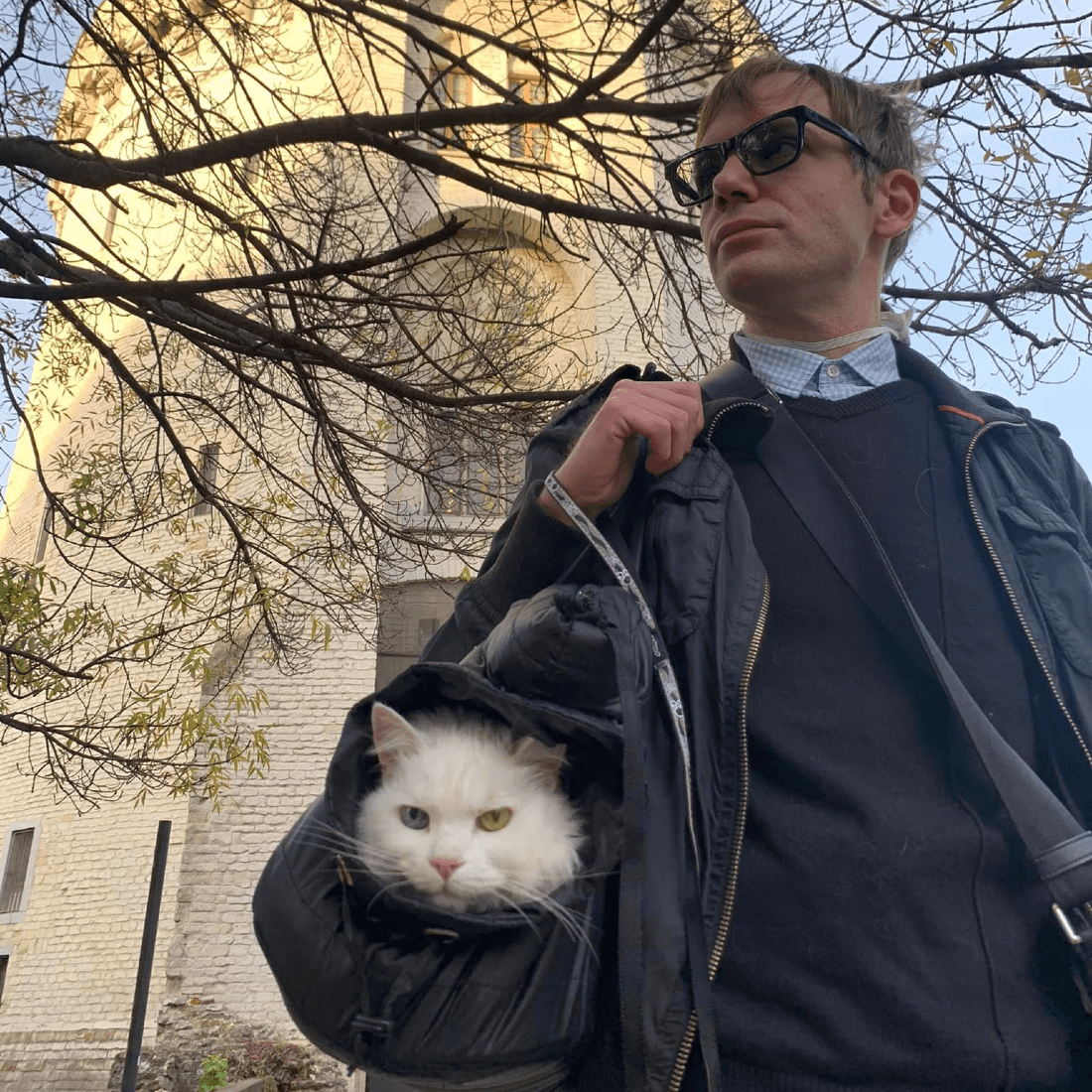Berislab Buca with his cat Pulci